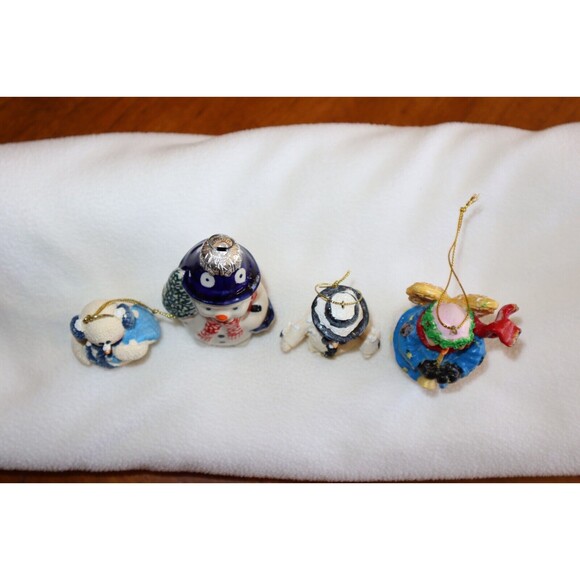 Polish Pottery Andy Decorated Snowman Christmas Tree Ornament Plus 3 Snowmen - Picture 5 of 11